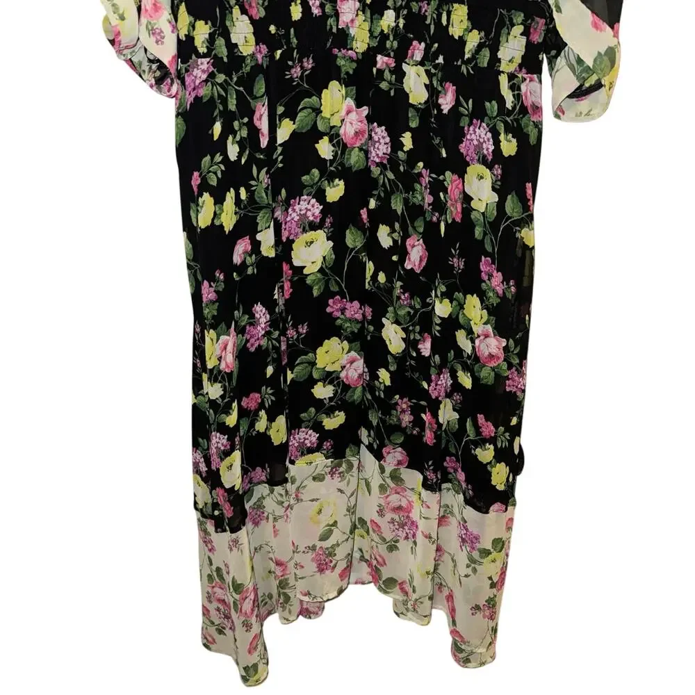 Lane Bryant Floral Semi-Sheer Open-Sleeve Patchwork Dress Size 20 New w/o Tag